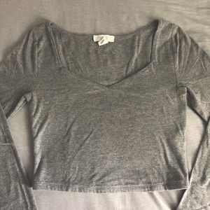 Gray Long sleeve Crop Top
